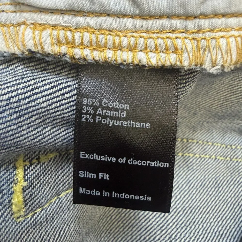 Flint and Tinder Jeans Mens 33x32 Slim Fit Blue Denim Light Wash Stretch